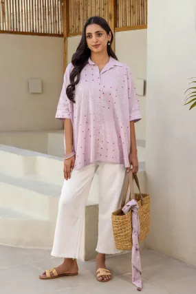 Oyster Pink Dotted Kaftan Top