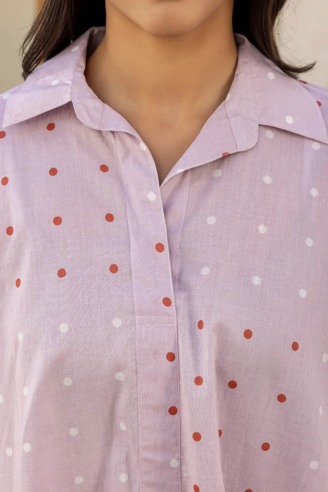 Oyster Pink Dotted Kaftan Top