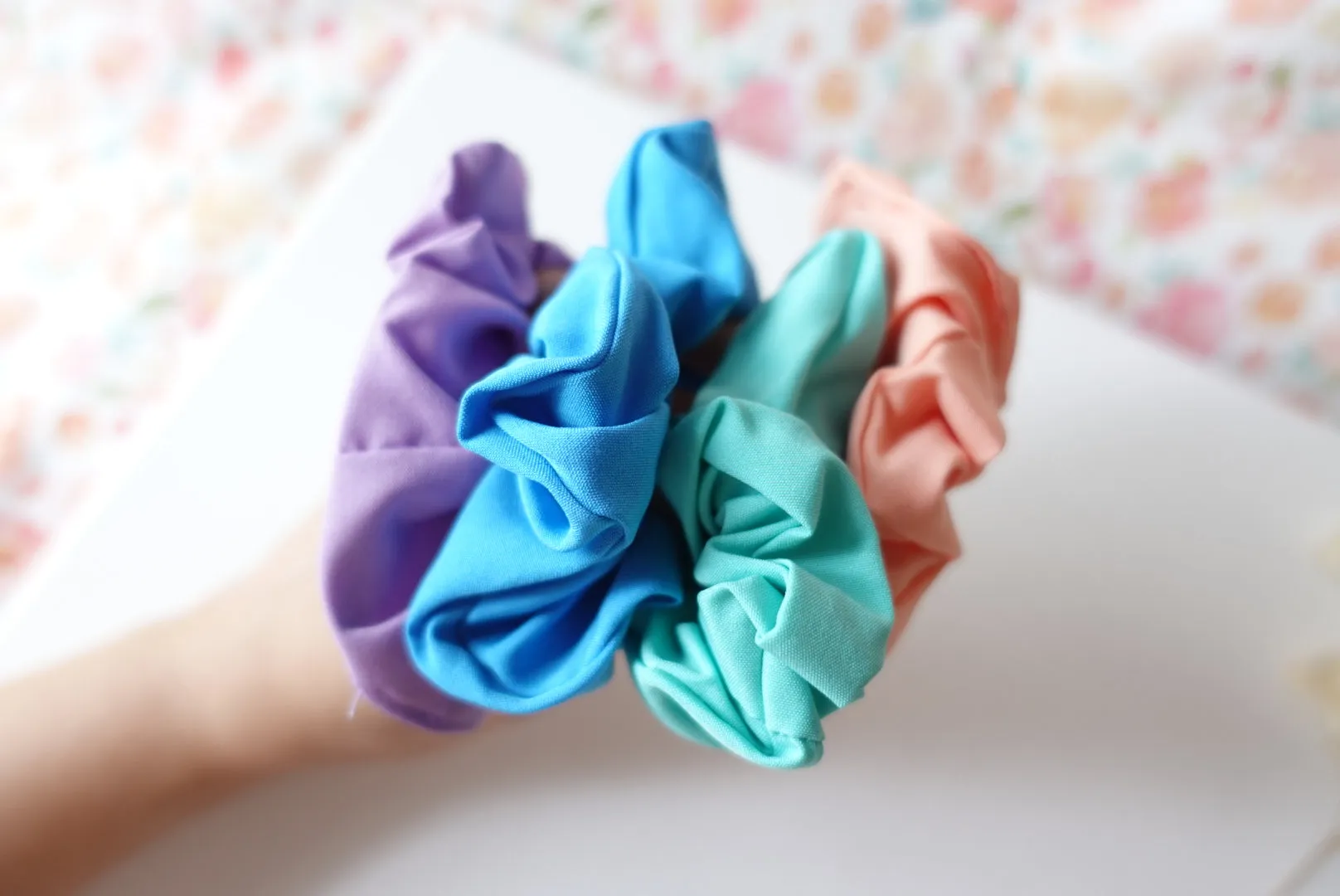 Pastel Plain Cotton Scrunchies