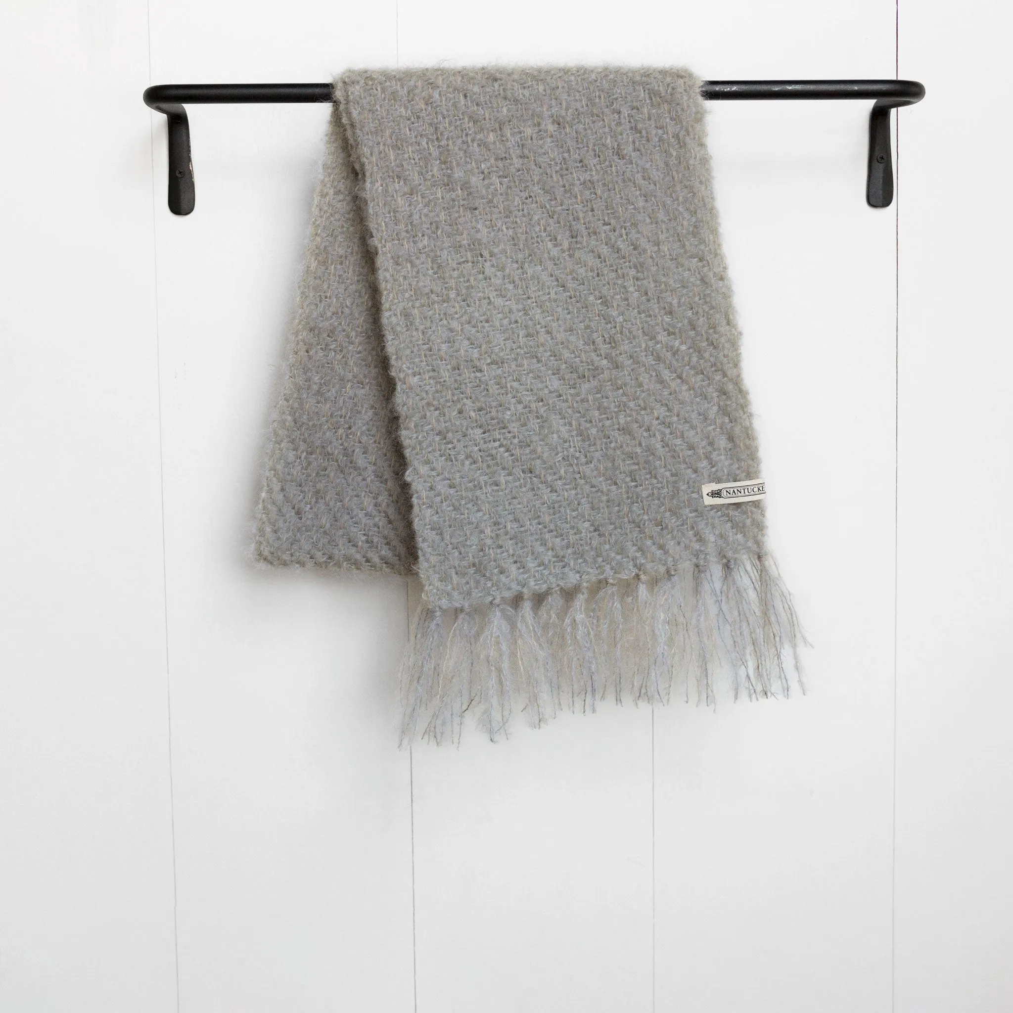 Pebble Gray Handwoven Mohair Scarf