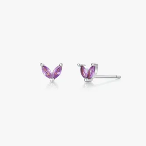 Purple Sprout Sterling Studs in Silver