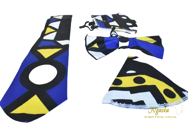 Puzzling Blue Daze Necktie & Bowtie Set NBP7