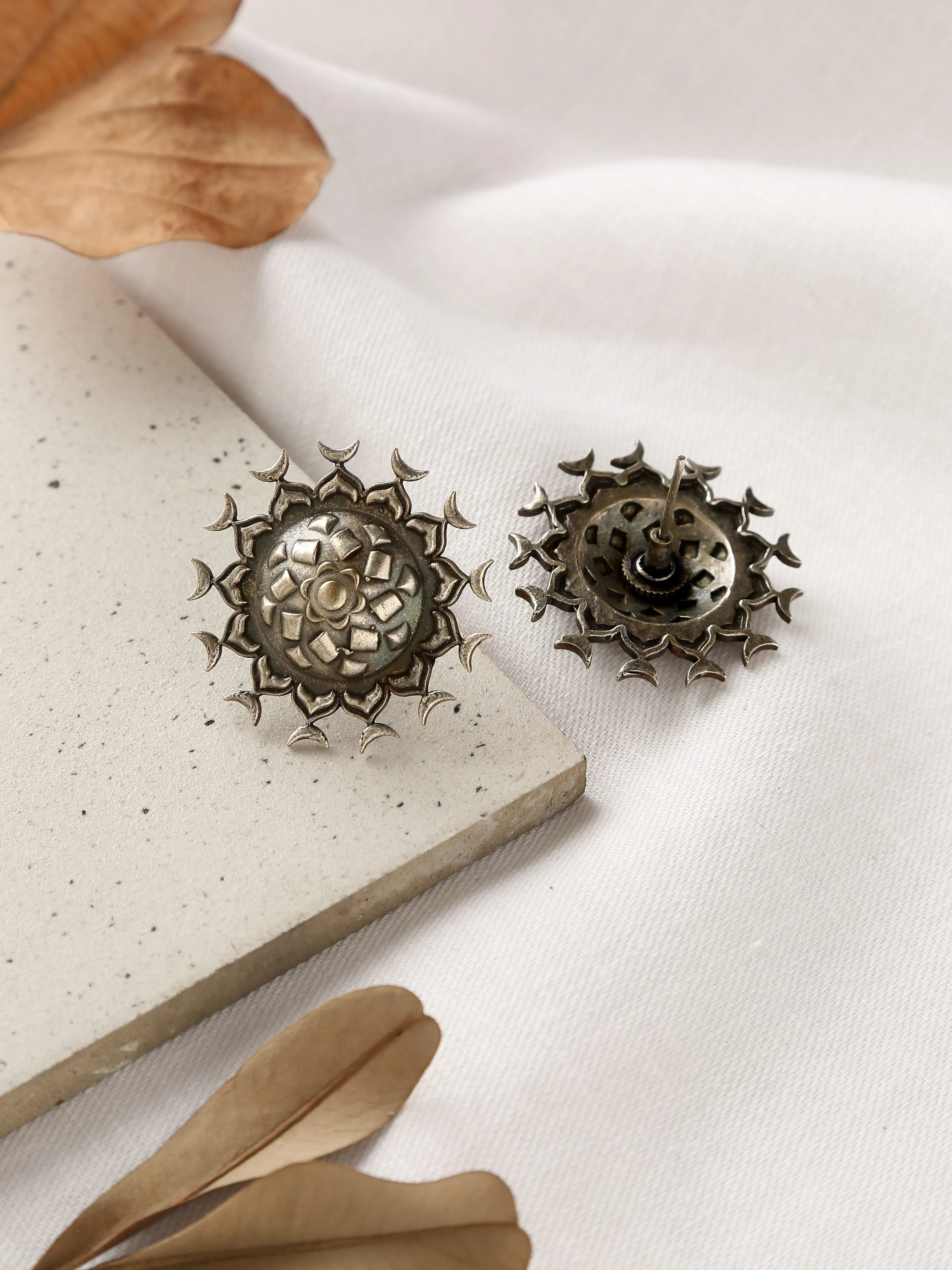 Silver-Plated Mandapa Stud Earrings