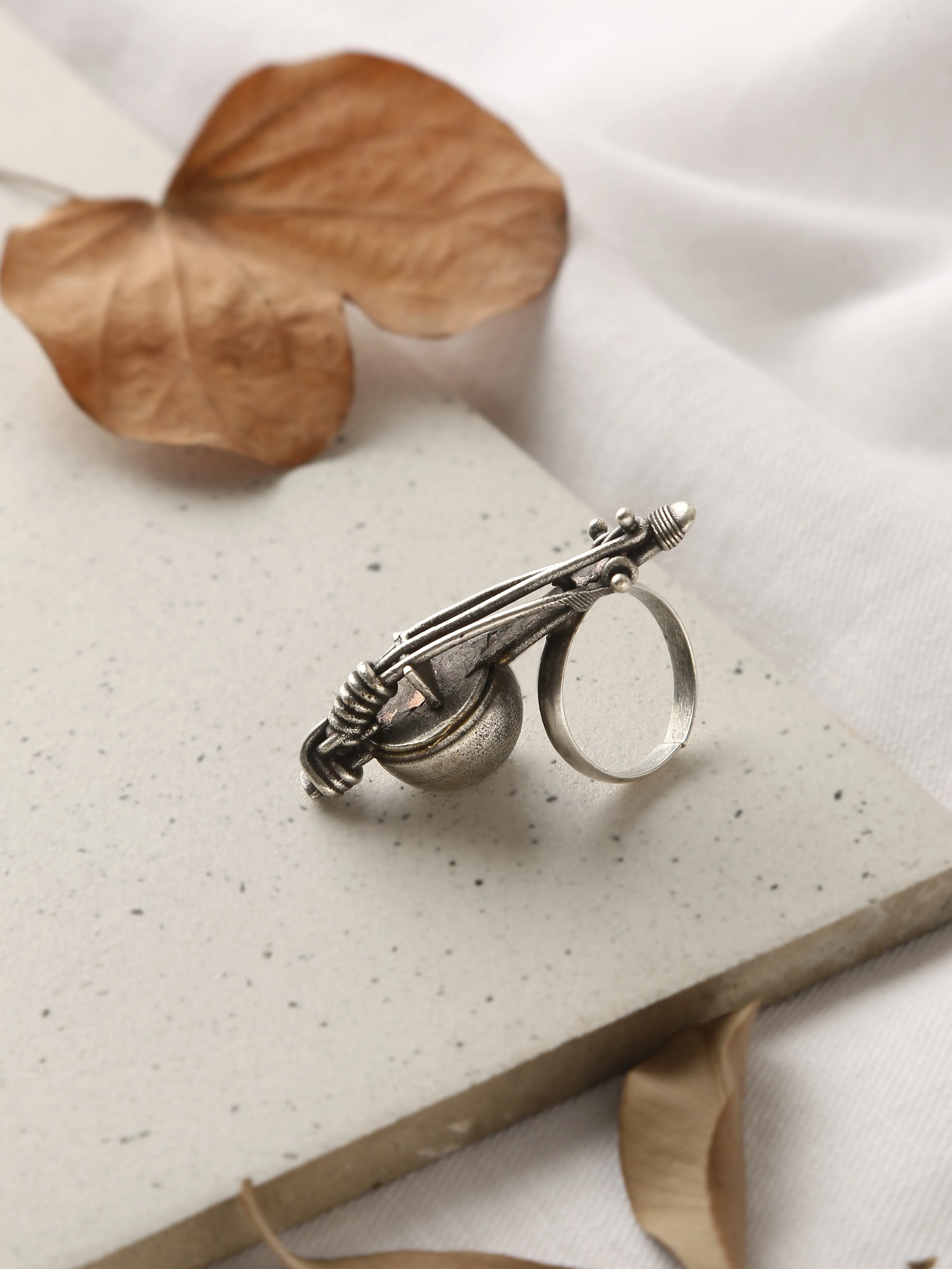 Silver-Plated Sitar Ring