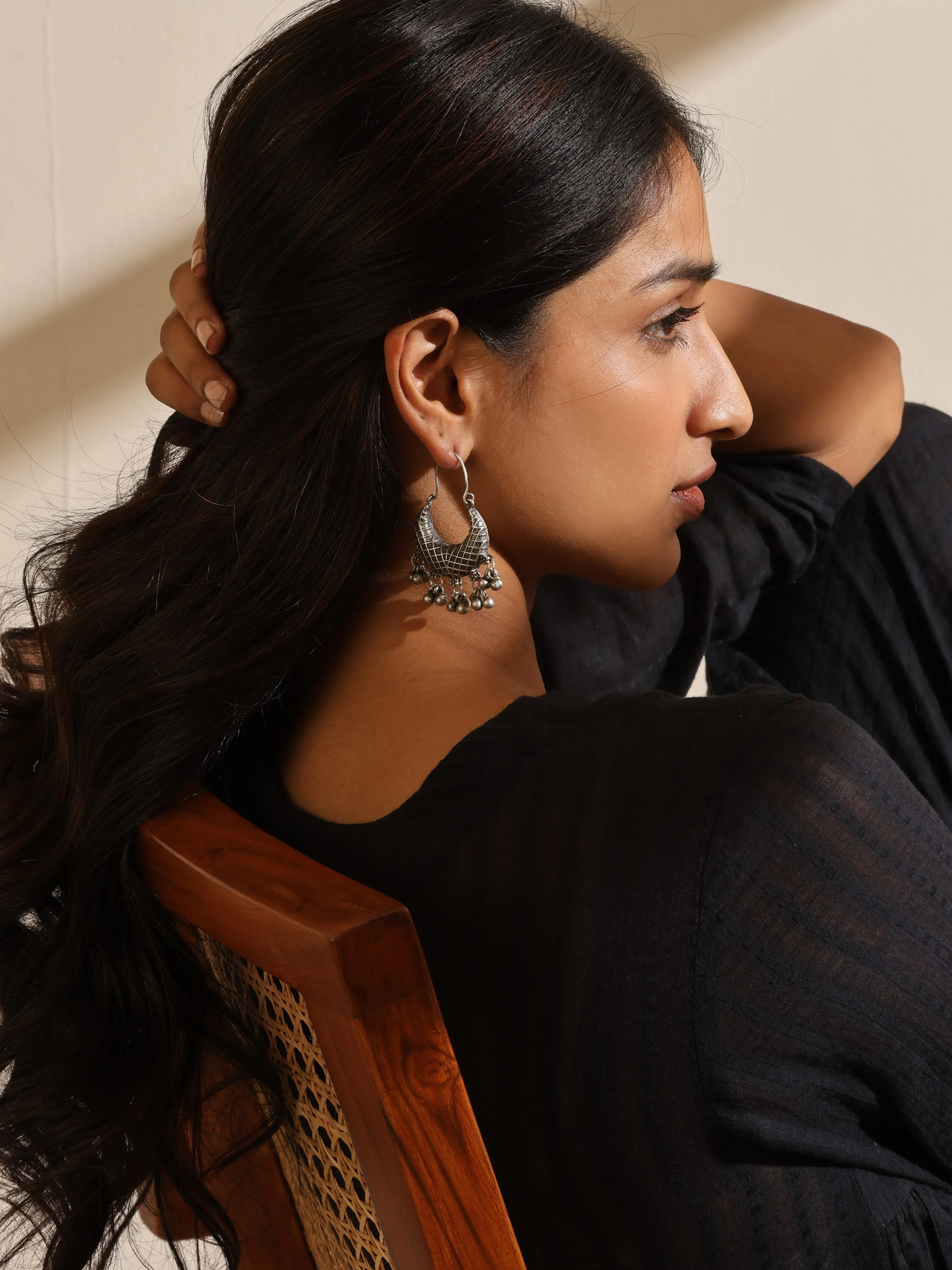 Silver- Plated Contemporary Hoop Earrings