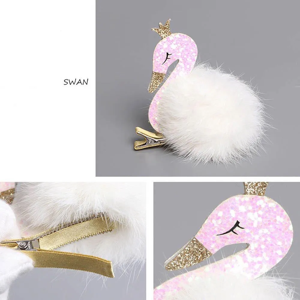 Swan Sparkly Mesh Feather Crown Hair Clip