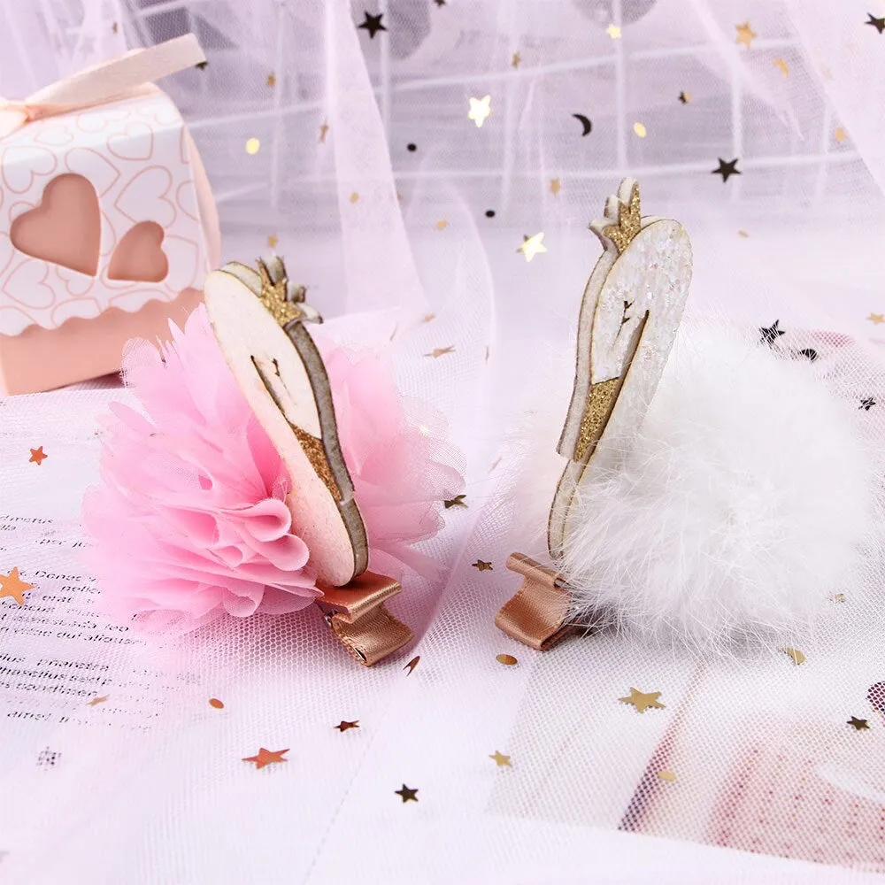 Swan Sparkly Mesh Feather Crown Hair Clip