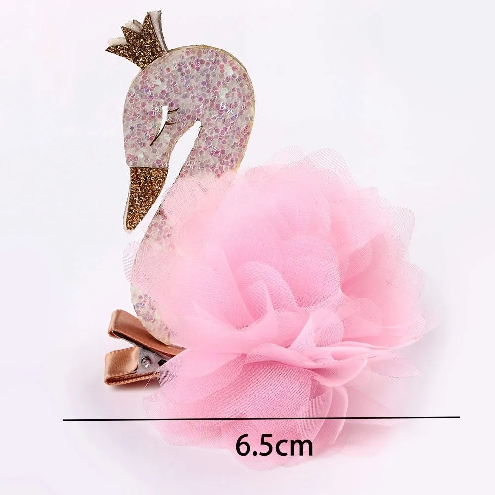 Swan Sparkly Mesh Feather Crown Hair Clip