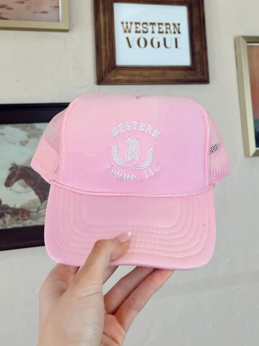 The Western Vogue Lucky Trucker Hat in Pink