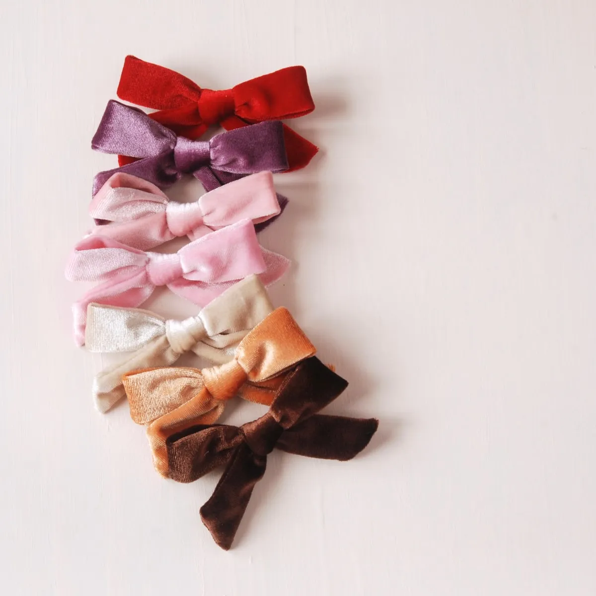 Velveteen Velvet Bow Children's Hair Clips - Chocolate