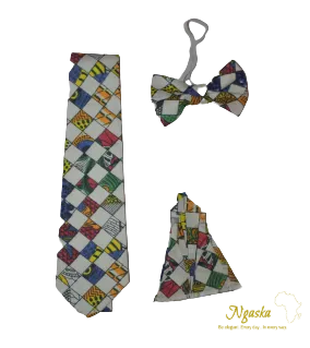 White Byfall Necktie & Bowtie Set NBP4