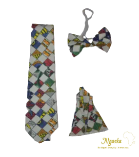 White Byfall Necktie & Bowtie Set NBP4