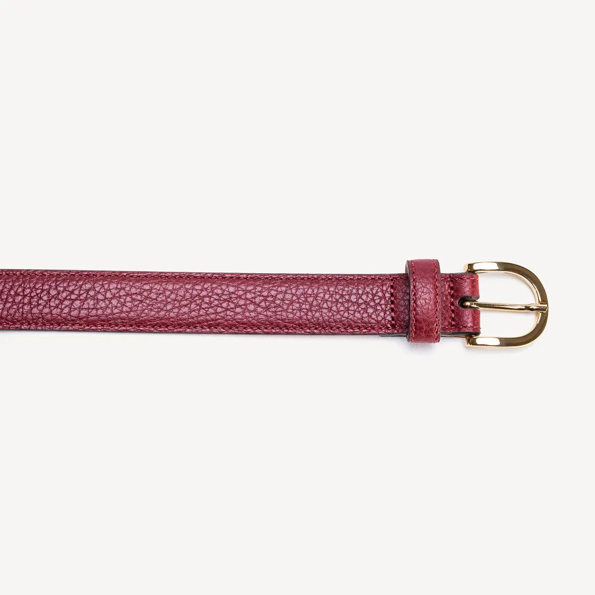 Women's Belt with Round Buckle - Burgundy